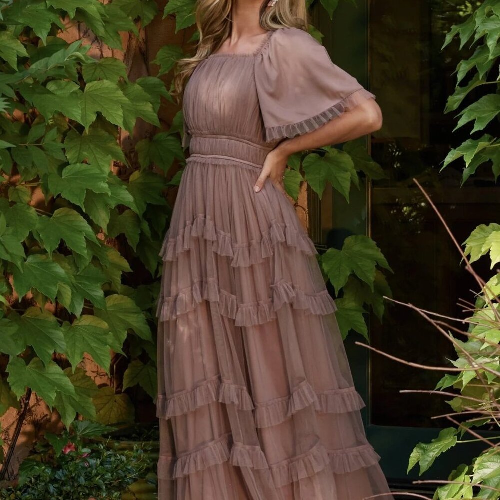 BALTIC BORN MAGDALENA TULLE MAXI DRESS L